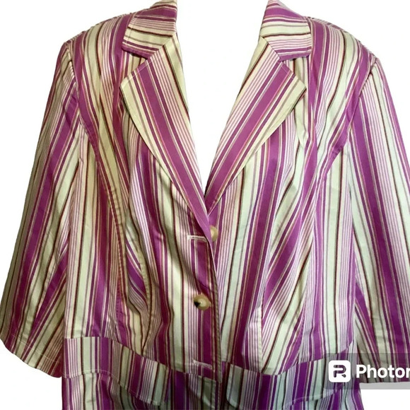 Lane Bryant blazer lavender stripe 3/4 sleeves summer office wear causal… - Picture 2 of 10